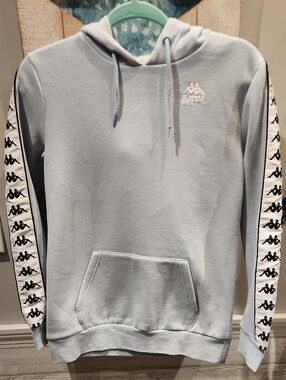 NWT Kappa Light Blue Pullover Hoodie w/Logo Tape Sleeves SZ XS